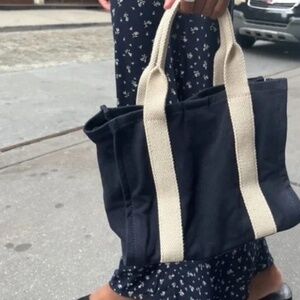 Brandy Melville Mini Tote Bag Navy and Ivory Magnetic Closure